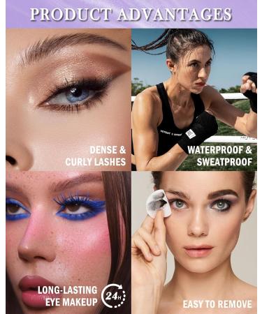 LYSdefeu 5D Blue Silk Fiber Mascara and Blue Liquid Eyeliner Set Waterproof and Smudgeproof Liquid Eyeliner Long Lasting Volume Curly Lengthening Mascara for Parties Colorful Eye Makeup4 Blue - Buy Online on GoSupps.com