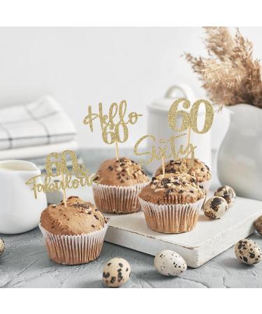 48PCS 60th Birthday Cupcake Toppers Glitter Hello 60 Cupcake Topper 60 Fabulous Sixty Cupcake Picks for Happy 60th Birthday Wedding Anniversary Party Cake Decorations Supplies Champagne Gold 60th Champagne Gold - Buy Online on GoSupps.com