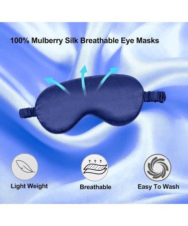 100% Silk Sleep Mask 2 Pack - Navy & Light Green - Soft Eye Cover for Sleeping - Blindfold for Women and Men - Travel Eyeshade with Elastic Strap - Buy Online on GoSupps.com