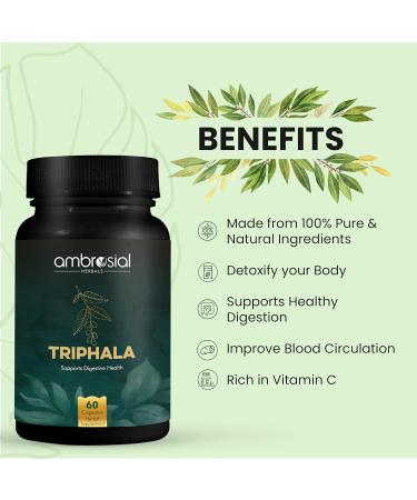 Buy Ambrosial Triphala - Vegan Digestive Support with Amla Haritaki & Bibhitaki | 60 Capsules Rich in Vitamin C & Antioxidants - Buy Online on GoSupps.com