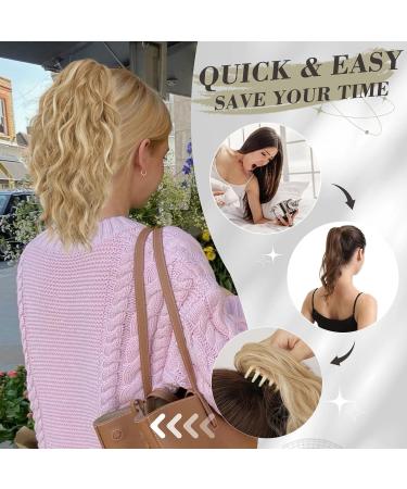 Barsdar 30cm Clip-In Ponytail Hair Extension - Multi-Layered Synthetic Wavy Tail in Light Ash Blonde & Highlights for Women & Girls - Buy Online on GoSupps.com
