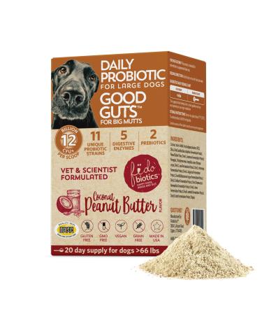 Good Guts for Big Mutts Probiotic for Dogs 12 Billion CFUs 11 Strains 5 Digestive Enzymes 2 Prebiotics Digestive Gut Health for Dogs Adult & Puppy Probiotics Supplements (20 Days) Big Mutts (More than 66 lbs)