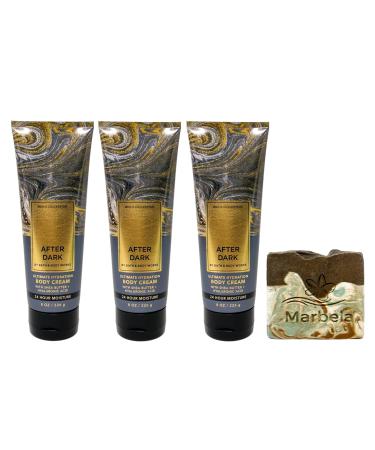 Bath & Body Works Men's Collection After Dark 3 Pack Ultimate Hydration Body Cream Bundle with a Cabin Spice Bar Soap - Full Size