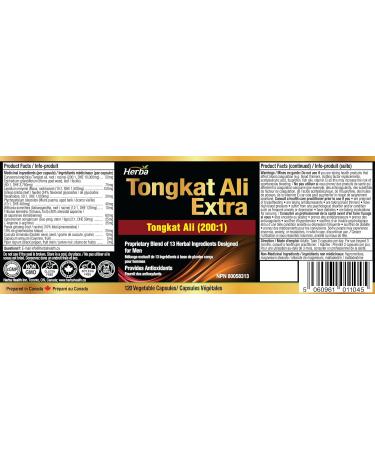 Herba Tongkat Ali Supplement for Men - 200:1 Extract 10 000mg Raw Tongkat Ali Equivalent | 120 Vegetable Capsules | Premium Tongkat Ali Extract Plus Extra | Made in Canada 120 count (Pack of 1) - Buy Online on GoSupps.com