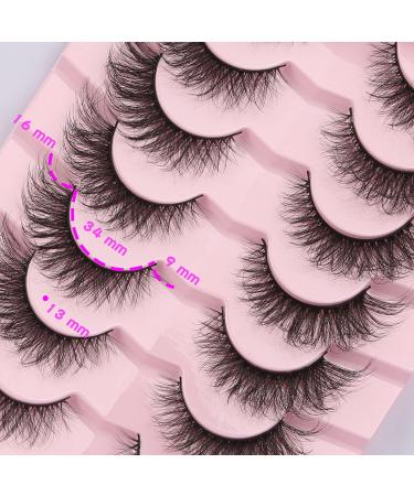 Milllruez Fox Eye 16mm False Eyelashes - 7 Pairs Pack | Cat Eye Natural Look, Fluffy Faux Mink, 3D Wispy Lashes for Foxy Volume - Soft Fake Eyelash Option - Buy Online on GoSupps.com