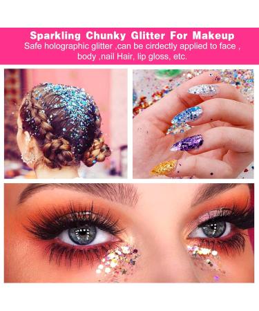 Holographic Ice Blue Glitter for Face Body Nail Art & DIY - Perfect for Makeup Hair Slime & Tinkering - Buy Online on GoSupps.com