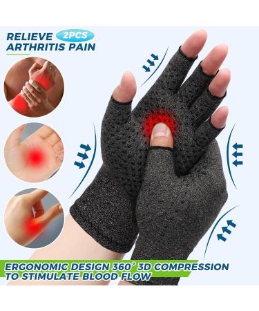 YOGINGO Fingerless Compression Gloves for Arthritis Relief - M Grey, 1 Pair - Buy Online on GoSupps.com