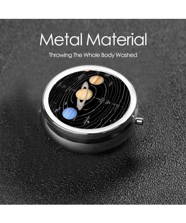 Exploring The Solar System Round Pill Box | 3 Compartment Portable Travel Medicine Organizer | Mini Decorative Vitamin Holder - Buy Online on GoSupps.com