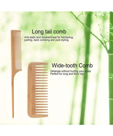 Eco-Friendly Bamboo Hair Brush Comb Set | Anti-Static Detangling Hairbrush for Women and Men | Tail Comb, Tooth Comb, Big and Mini Massage Wooden Brush | Ideal for Thick, Thin, Curly, Straight, Dry, Wet Hair - Buy Online on GoSupps.com