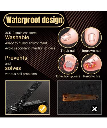 5Pcs Stainless Steel Nail Clippers Set for Thick Toenails - Heavy Duty Black Toenail Clippers Kit - Buy Online on GoSupps.com