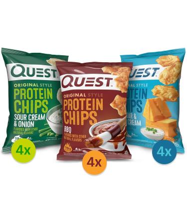 Quest Nutrition Ready to Drink Salted Caramel Protein Shake High Protein & Protein Chips Variety Pack (BBQ Cheddar & Sour Cream Sour Cream & Onion) High Protein Low Carb 1.1 Ounce (Pack of 12) - Buy Online on GoSupps.com
