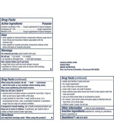 Vicks VapoRub Topical Ointment Chest Rub 3.52 Oz - Pack of 2 - Buy Online on GoSupps.com