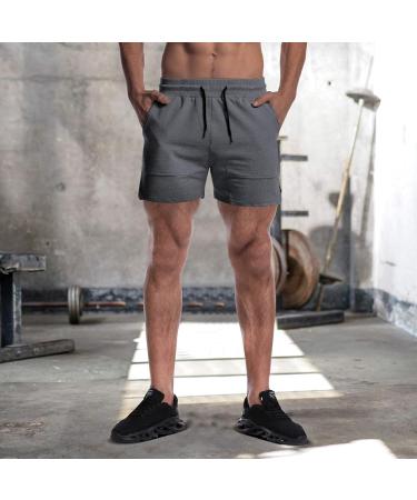 EVERWORTH Men's Gym Workout Shorts 2 Pack - Solid Bodybuilding Running Training Jogging Short Pants with Zipper Pocket - X-Small - Black/Gray - Buy Online on GoSupps.com