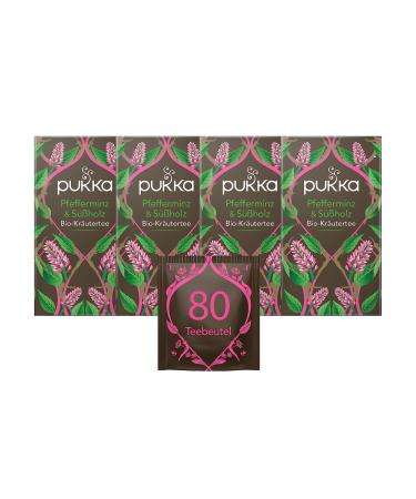 Pukka | Organic herbal tea Peppermint & Liquorice | after meals | Mint tea | Pack of 4 | 80 tea bags - Buy Online on GoSupps.com