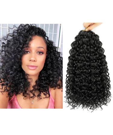 Dansama GoGo Curl Crochet Braids Beach Curl Water Wave Crochet Synthetic Hair Extensions (14 inch (Pack of 6), 1B, Plus) 14 Inch (Pack of 6) #1B