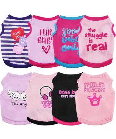 8 Pieces Pet Shirts Printed Puppy Shirts Soft Dog Shirt Pullover Dog T Shirts Cute Dog Sweatshirts Valentine's Day Puppy Girl Clothes Dog Outfits Small Dog for Pet Dogs Cats (Vivid Pattern,Size S) Vivid Pattern Size S