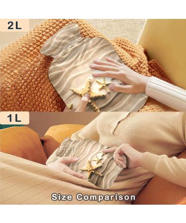Naanle Beach Wood Seestern Hot Water Bottle with Cover - 1L Transparent Heat Bottle for Bed Hand & Feet Warmer Pain Relief & Cold Therapy - International Shipping Available - Buy Online on GoSupps.com