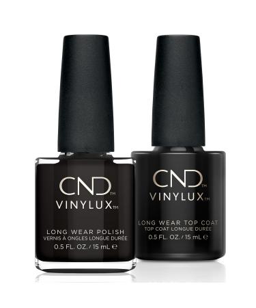 CND Vinylux Longwear Black Nail Polish Gel-like Shine & Chip Resistant Color Black Pool & Top Coat Set