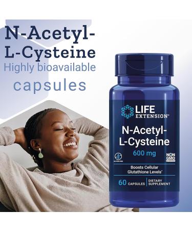 Life Extension N-Acetyl-Cysteine (NAC) 600mg Depot 60 Vegan Capsules - Lab Tested, Vegetarian, Gluten/SOYA-Free, Non-GMO - Buy Online on GoSupps.com