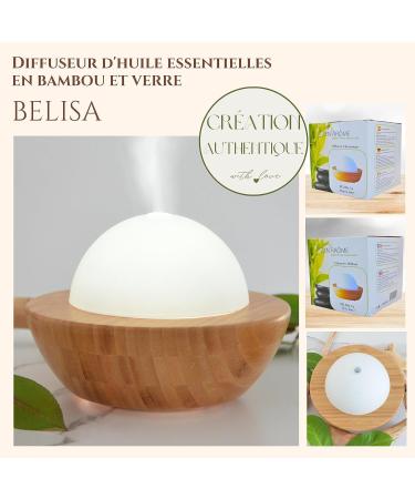 Zen'ar me Belisia Essential Oil Diffuser - Ultrasound Cold Air Aromatherapy - Bamboo & Glass Electrical Diffuser with LED Lighting for Room Fragrance - Buy Online on GoSupps.com