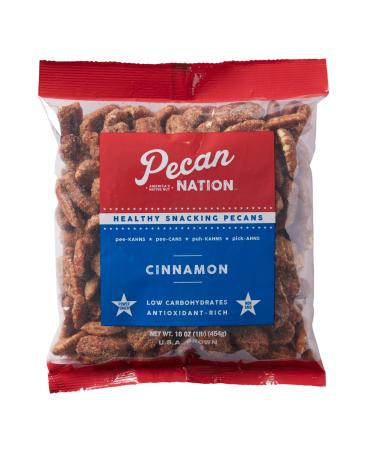 Pecan Nation Cinnamon Flavored Roasted Pecan Halves 16 oz., Natural, No preservatives, Antioxidant-Rich, Non-GMO, Healthy Nut Power Snack for Adults and Kids 16 Ounce