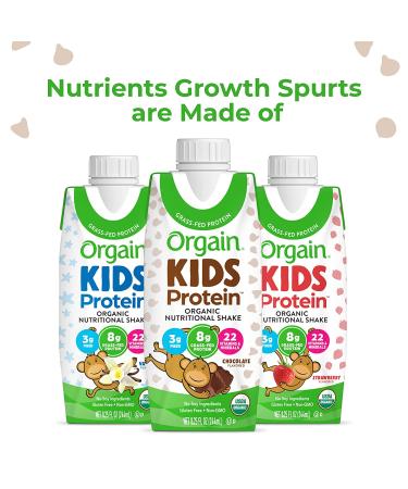 Orgain Organic Kids Protein Shake - Chocolate, 8g Protein, 22 Vitamins, Gluten-Free, Non-GMO, 12 Ct - Buy Online on GoSupps.com