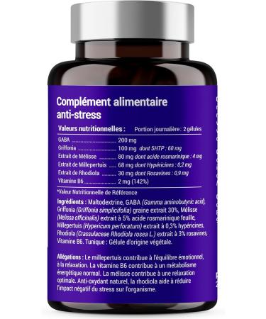ZEN FORMULA | GABA Griffonia St. John's wort Melissa Rhodiola Vitamin B6 | Natural Stress Relief | 30 Days of Relaxation | Dietary Supplement | Made in France - Buy Online on GoSupps.com