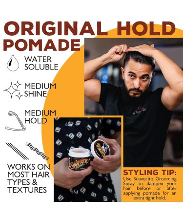 Suavecito Pomade Original Hold - Medium Hold Hair Pomade for Men - 4oz x 2 | Water Based Wax Medium Shine - International Shipping Available - Buy Online on GoSupps.com