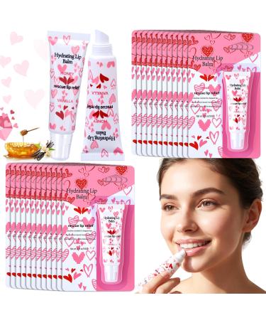 Leelosp 24 Pcs Valentine's Day Lip Balm Galentine's Gifts Bulk Honey Vanilla Lip Balm Conversation Heart Hydrating Natural for Dry Cracked Lips Women Valentines Gifts Bulk for Her