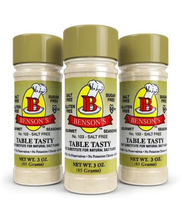 Bensons Table Tasty Salt Substitute - No Potassium Chloride, No Sodium Alternative - 6-Pack Plastic Bottles (3 oz each) - Buy Online on GoSupps.com