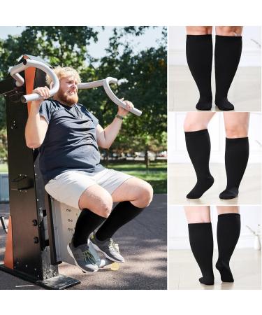 Zfsock Compression Stockings for Thick Calves - 20-30mmHg Support Socks for Men & Women | Medical Travel Socks - Ideal for Nurses & Sports - XXL Black - Buy Online on GoSupps.com