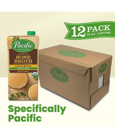 Pacific Foods Organic Bone Broth Original Chicken 32oz 12-Pack - Keto Friendly - Buy Online on GoSupps.com