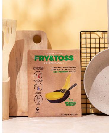 FRY&TOSS Cooking Oil Solidifier - Waste Cooking Oil Solidifier Powder - Plant-Based Oil Hardener for Easy Disposal - Solidifies Up to 8 Cups - Buy Online on GoSupps.com