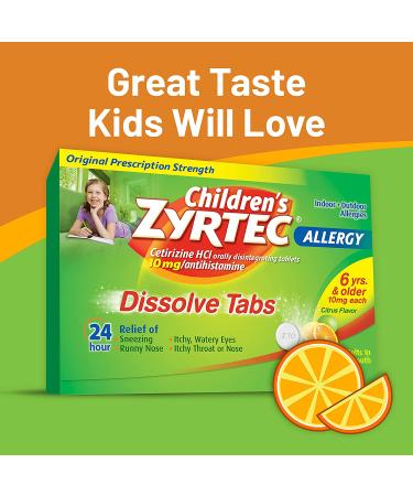 Children's Zyrtec 24 Hour Citrus Flavored Allergy Relief Tablets - 24 ct - Buy Online on GoSupps.com