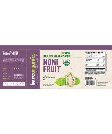BAREORGANICS Noni Fruit Powder - 8 oz | Organic Superfood Supplement - Buy Online on GoSupps.com