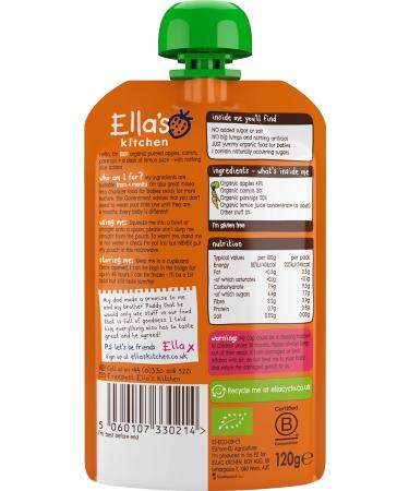 Ella's Kitchen Stage 1 From 4 Months Organic Carrot Apple and Parsnip 120 g (Pack of 7) Apple Lemon Fruit Blueberries large - Buy Online on GoSupps.com