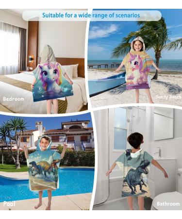 Buy Aiorber Dinosaur Hooded Children's Bath Towel - Microfiber Beach Poncho 76x76cm for Kids & Toddlers Perfect for Boys & Girls - Buy Online on GoSupps.com