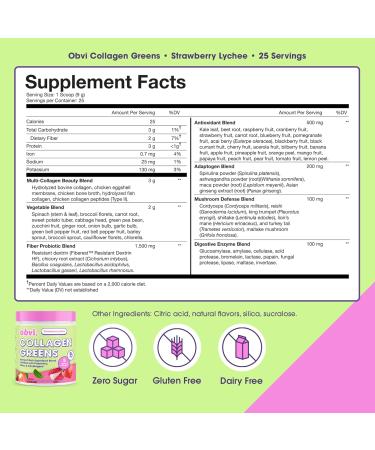 Obvi Collagen Greens and Carb Blocker | Organic Greens Superfood Powder with Collagen Peptides | Probiotics for Gut Health Skin Hair Nails| Curb Appetite Block Carb Absorption White Kidney Bean - Buy Online on GoSupps.com