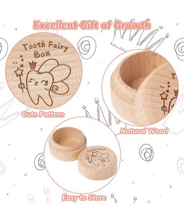 2Pcs Girl's Wooden Tooth Fairy Keepsake Box Set - Cute Baby Tooth Holder for Under Pillow - Teeth Container for Baby Shower Gift - Buy Online on GoSupps.com