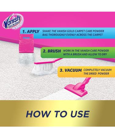 Vanish Oxi Action Carpet Stain Remover Powder Carpet Cleaner Removes ground-in dirt & dust Shake & Clean 650 g (Pack of 2) - Buy Online on GoSupps.com