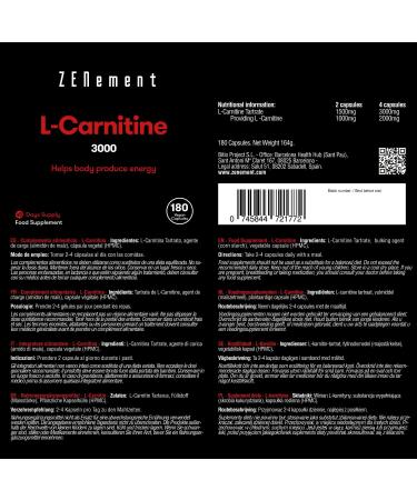 High Strength L-Carnitine 3000mg | Enhances Sports Performance & Weight Loss | Acetyl L-Carnitine | 180 Vegan Capsules - Buy Online on GoSupps.com