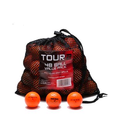 Various Brands Recycled B Grade Golf Balls in Mesh Bag (48 Pack) Optic Orange Mixed