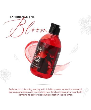 July Reds Affair Body Wash 300ml - British Rose & Vitamin E | Exfoliating Shower Gel for Men & Women | Long Lasting Moisturizer & Fragrance - Buy Online on GoSupps.com