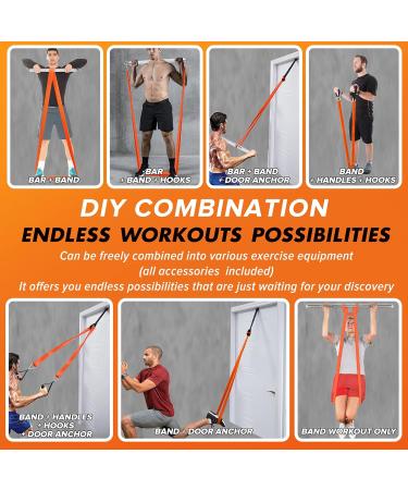 Buy Resistance Band Bar - 500 LBS Strength Training Kit with 4 Heavy Bands | Portable Home Workout Equipment for Chest Press Deadlift Squats and Curls | Detachable Bar (38.58 ) - Silver - Buy Online on GoSupps.com
