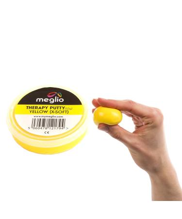 Meglio Therapy Hand Putty 57g - for Hand Exercises Targeting Hand Recovery and Rehabilitation Strength Training and Stress Relief Variable Resistive Strength (Yellow (Extra Soft))