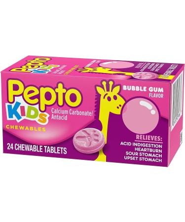 Pepto Kid's Bubblegum Chewable Tablets - 24 ct - Relief for Heartburn, Indigestion, and Upset Stomach in Children - Buy Online on GoSupps.com