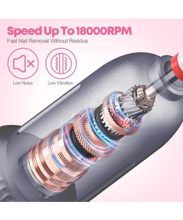 Electric Nail Files Professional Nail Drill for Gel/Acrylic Nails 18000 RPM Adjustable Speed E File Manicure Pedicure Set with Ceramic Nail Bit Rechargeable Base Low Vibration Low Noise for Beginner Grey - Buy Online on GoSupps.com
