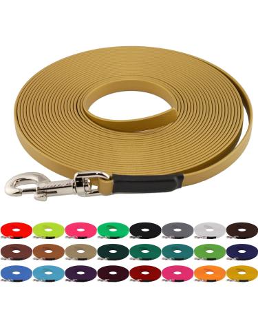 LENNIE BioThane tracking leash 13mm dogs 15-25kg 1m long without hand loop gold sewn 1 m gold