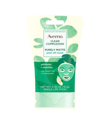Aveeno Clear Complexion Pure Matte Peel Off Face Mask with Alpha Hydroxy Acids Soy & Pomegranate for Clearer-Looking Skin Non-Comedogenic Paraben- & Phthalate-Free 0.35 oz