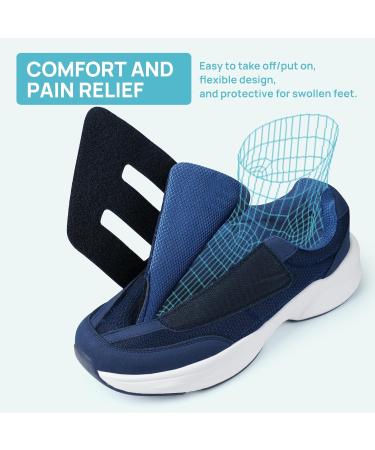 Ortho+rest Men's Diabetic Walking Shoes for Swollen Feet - Adjustable Closure Size 7 Navy - Buy Online on GoSupps.com
